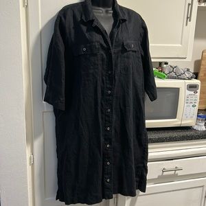 Lou & Grey Black Button-Front Shirt Dress